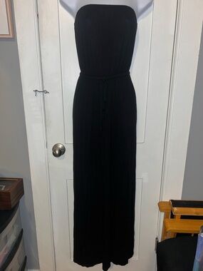 Old Navy Strapless Black Maxi Dress with Waist Tie